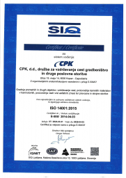 Certifikat ISO 14001-2015